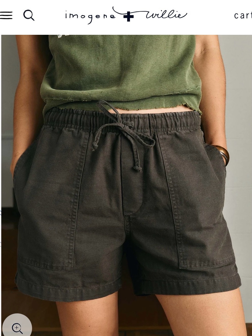 imogene + willie Washed Black Elastic Waist Utility Shorts
